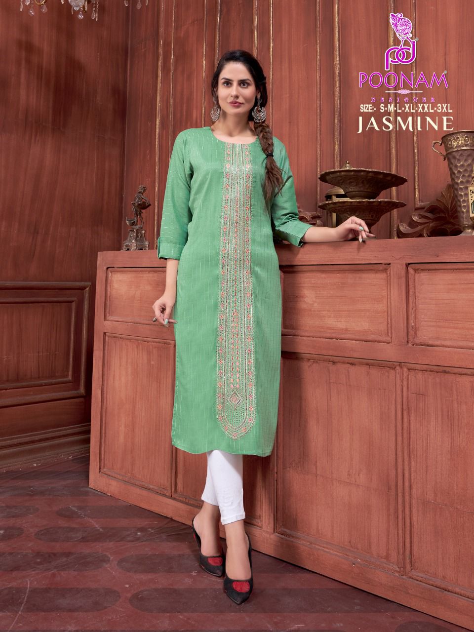 Poonam Jasmine Fancy Designer Ethnic Wear Embroidery Kurti Collection